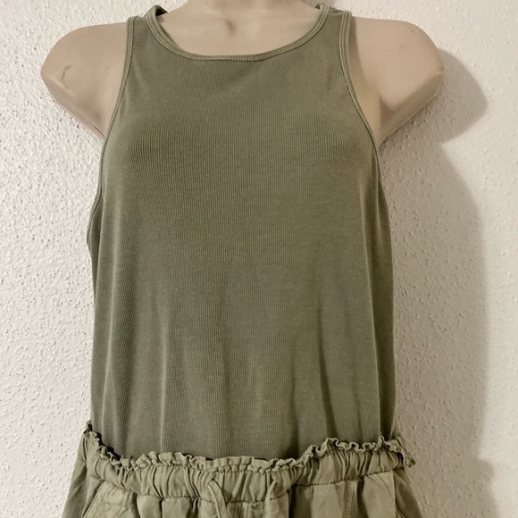 Anthropologie Daily Practice Dress Tank Twofer Midi Moss Boho Vacay,Size Large - Picture 5 of 15